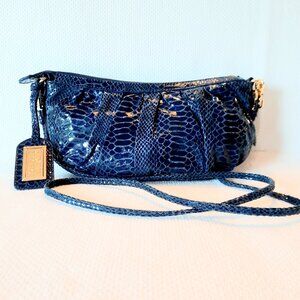 Amazing Condition Badgley Mischka Blue Snakeskin Crossbody Bag